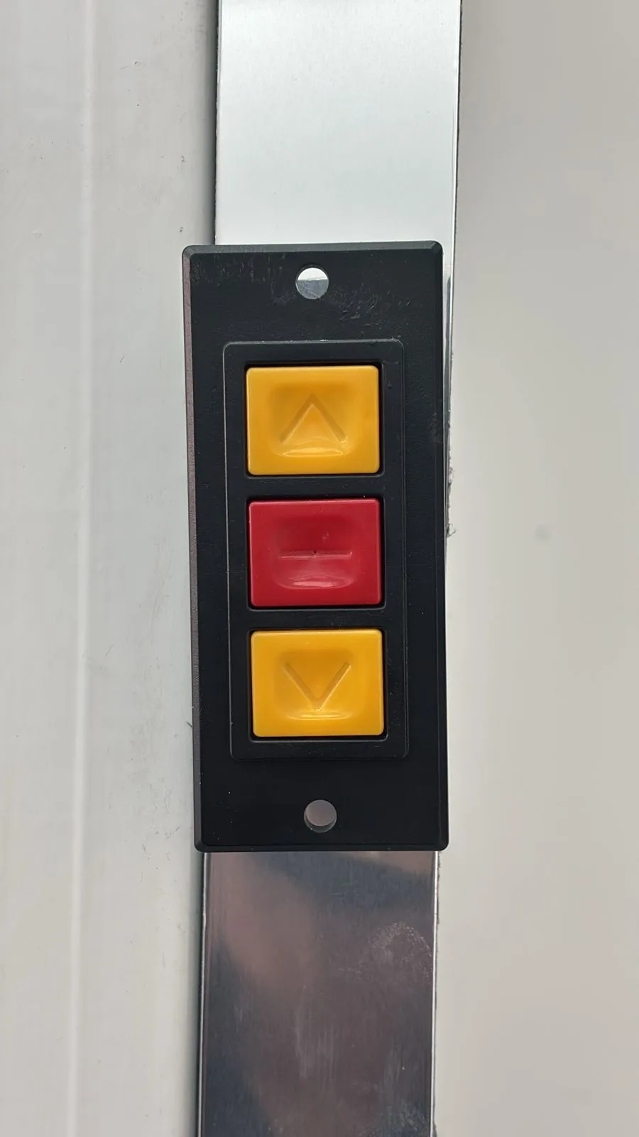 Heavy-duty warehouse up/stop/down control panel with yellow and red buttons