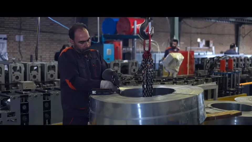Galvanix hot-dip galvanized slat being formed on the production line